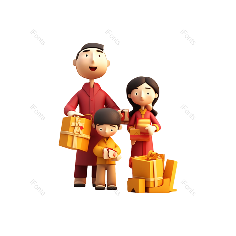 卡通图片,春节元素,儿童PNG,幸福免抠素材